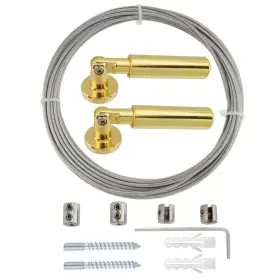 Xian3499 Nicerity Heavy Duty Gold Wall Mount Curtain Wire Rod Set Multifunctional Stainless Ste