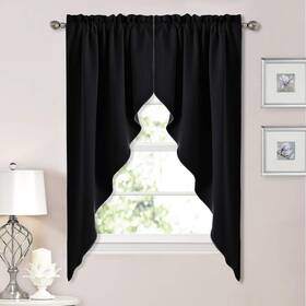 Nicetown Ntblkswag27263c5 Blackout Window Treatment Pole Pocket Kitchen Tier Curtains- Tailore