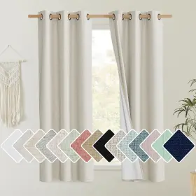 Ntuscbgm50 Nicetown 51 52 55sd2-all Natural Thick Linen Blend 100% Blackout Curtains 60 Inch Long 2 Panels S