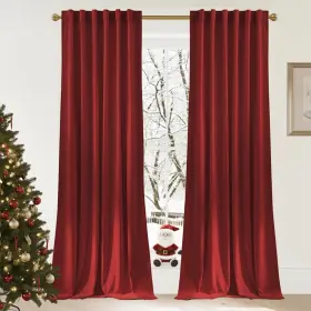 Ntuscbr5sd2-52-2025 Nicetown Red Velvet Curtain Panels For Christmas 90 Inches Long Winter Home