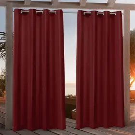 Nicole Miller 064247003798 Canvas Outdoor Curtain Panel Pair Red
