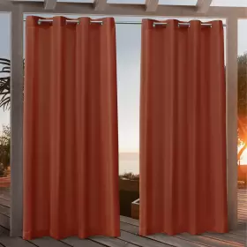 Nicole Miller 064247003828 Canvas Outdoor Curtain Panel Pair Orange Marmalade