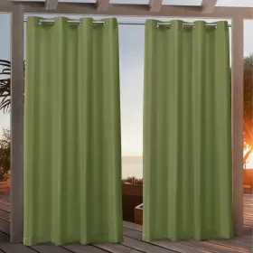 Nicole Miller 064247003835 Canvas Outdoor Curtain Panel Pair Green Apple