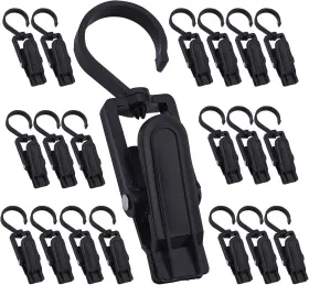 Wnash880nwnas Ningrou 20 Pcs Super Strong Plastic Swivel Hanging Hooks Curtain Clips Black