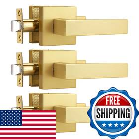 Nizado B0d12gxj8w 3 Pack Gold Interior Door Handles Non-locking Passage For