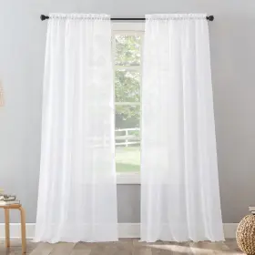 10049 No. 918 Erica Crushed Sheer Voile Rod Pocket Curtain Panel 51 Inch X 95 White