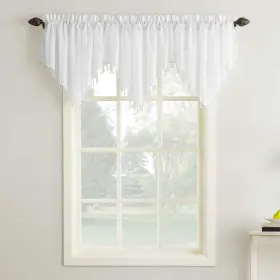 11137 No. 918 Erica Crushed Voile Ascot Beaded Sheer Rod Pocket Curtain 3-piece Set