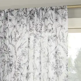 11227 No. 918 Ambree Vintage Floral Sheer Rod Pocket Curtain Panel 51 Inch X 84 Blac