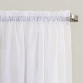 25909 No. 918 Erica Crushed Voile Ascot Beaded Sheer Rod Pocket Curtain Valance 1