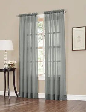 35046 No. 918 Erica Crushed Sheer Voile Rod Pocket Curtain Panel 51 Inch X 84 Charco