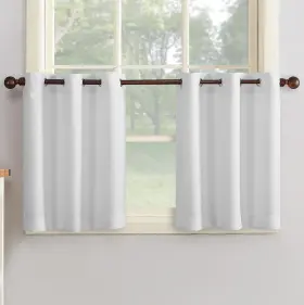 38806 No. 918 Montego Casual Textured Semi-sheer Grommet Kitchen Curtain Tier Pair