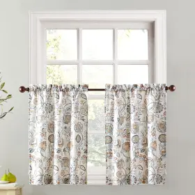 58455 No. 918 Signy 2-pack Jacobean Pattern Semi-sheer Rod Pocket Kitchen Curtain T