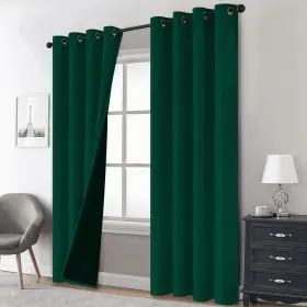 Yshb175284-1x No 100% Blackout Curtains Dark Green For Bedroom 84 Inch Length With