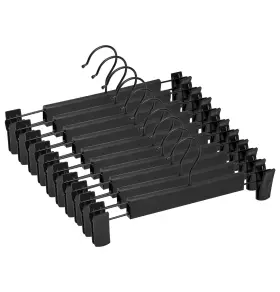 Northern Brothers 860012776177 Black Plastic Pants Hangers 30 Pack Adjustable Clip Hange