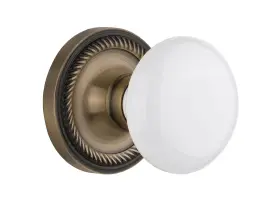 702134 Nostalgic Warehouse Rope Rosette With White Porcelain Knob Single Dummy Ant