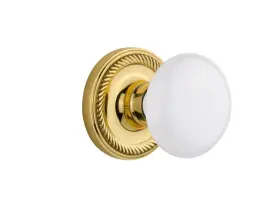 709731 Nostalgic Warehouse Rope Rosette With White Porcelain Knob Passage - 2.75 Inch