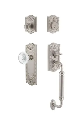 755824 Nostalgic Warehouse Plate C Grip Entry Set Crystal Meadows Knob Backs