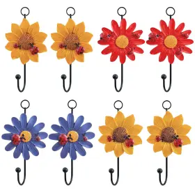 Notakia 796172051116 8pcs Resin Daisy Flower Wall Hooks Decoration Hanging Coat Vint