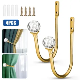 Nsioutlet 601549179549 2pcs Curtain Holdbacks Wall Mounted Drapery Tiebacks Gold Window Holder