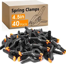 Nuitpy 445041447446 40 Pack 4.5 Inch Plastic Spring Clamps Black Heavy Duty Clips Backdrop