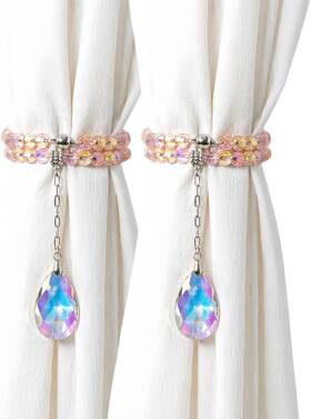 Nuzujx 313047412485 1 Pair Of K9 Crystal Beaded Magnetic Curtain Tieback And Holdback Clips