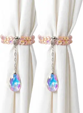 Nuzujx 313047412485 1 Pair Of K9 Crystal Beaded Magnetic Curtain Tieback And Holdback Clips