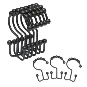 T-s-003 Oeh Shower Curtain Rings Hooks Rust-resistant Metal Black Sh