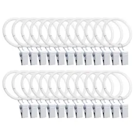 Ofone 646690195185 Curtain Rings With Clips 24 Pcs 1.5 Inch Interior Diameter Rustproof Window