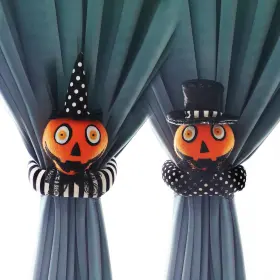 Ogrmar 445019246217 2 Pack Halloween Curtain Buckle Doll Pumpkin Tieback Hold Back Fa