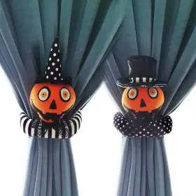 Ogrmar 630128985356 2 Pack Halloween Curtain Buckle Doll Pumpkin Tieback Hold Back