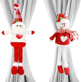 B0d69y7tpy Ogrmar 2 Pcs Christmas Curtain Tieback Buckle Mr. Snow Man And Santa Tiebacks H
