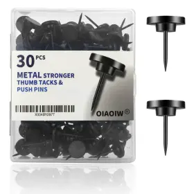 Gzd004 Oiaoiw 30 Pcs Metal Black Push Pins For Wall Clear Thumb Tacks Walls Flat Thumbt