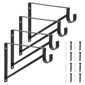 Okuna Outpost 194425687295 4 Pack Black Metal Closet Shelf Bracket With Rod Holder For Clo