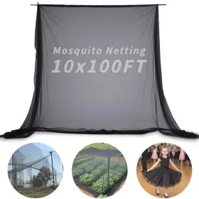 Gnpb-1 Oleitodh Black Mosquito Netting 10x100ft Diy Garden Mesh Bug Insect... Fast Ship