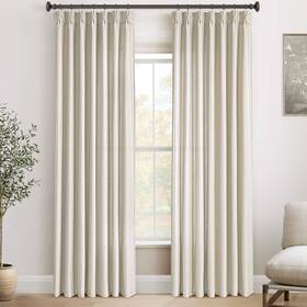 Olepangi 320fmhzs-be4090 90 Inch Linen Curtains 2 Panel Set For Living Room Natural Beige Pinch Pleat