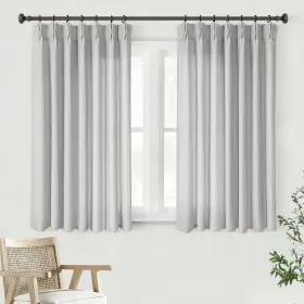 320fmhzs-gy4045 Olepangi Grey Pinch Pleated Linen Curtains 45 Inch Length 2 Panels For Living Room Bed