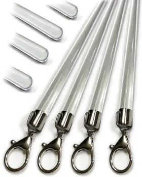 Sraw046 Ooowow 46 Inch 4 Pack Steel Cap Acrylic Curtain Pull Wand - 2 Inches Clear