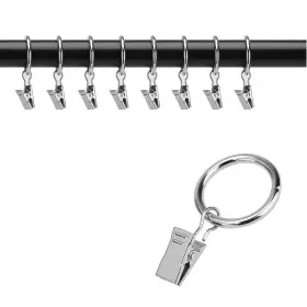 Ootsr 840586142653 16 Pack Drapery Curtain Rings With Clips And Hooks 1.5-inch Nickel Plat Inch