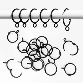 Yq-v175s Ootsr 16 Pcs Black Curtain Rings With Eyelet 1.25 Inch Openable Metal Ring Loop For C