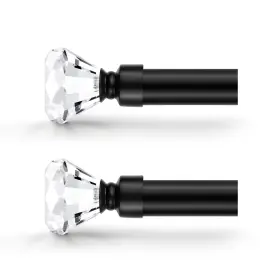 Cr02-px2-sf6-cbk Orger 1 Inch Diamond Curtain Rod 2 Pack Telescoping 30-80 Black