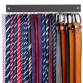 Gehk038cb Oteckk 2 In 1 Tie Rack Belt Organizer Wall Mounted Space Saving Ha