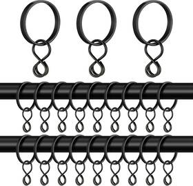 Otoolling 313114832840 50 Pack Black Curtain Rings With Eyelets 1.5 Inch Inner Diameter Eyelet