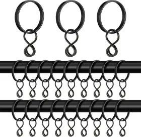 Otoolling 313114832840 50 Pack Black Curtain Rings With Eyelets 1.5 Inch Inner Diameter Eyelet