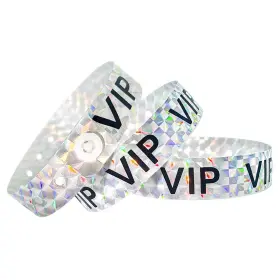 100-vip Ouchan Holographic Vip Plastic Wristbands Silver - 100 Pack Vinyl