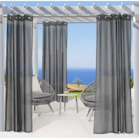 Outdoor Decor 069556517332 No Seftem Indoor/outdoor Grommet Curtain Panel Black 50 Inch X 84