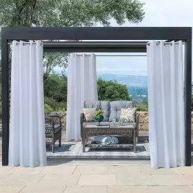 Outdoor Decor 069556577527 Seascapes Indoor/outdoor Grommet Curtain Panel - Pair White 50 Inch X 96