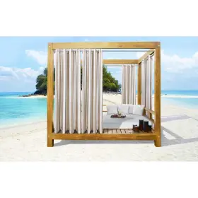 Outdoor Decor 069556577619 Seascapes Stripe Indoor/outdoor Grommet Curtain Panel - Pair Linen 50 Inch X 96