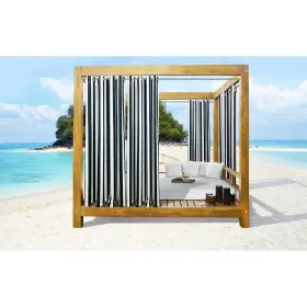 Outdoor Decor 069556577640 Seascapes Stripe Indoor/outdoor Grommet Curtain Panel - Pair Black 50 Inch X 96
