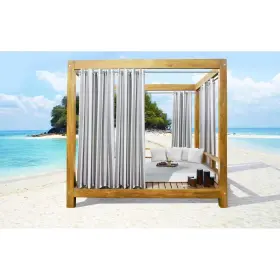 Outdoor Decor 069556577671 Seascapes Stripe Indoor/outdoor Grommet Curtain Panel - Pair Alloy Grey 50 Inch X 96