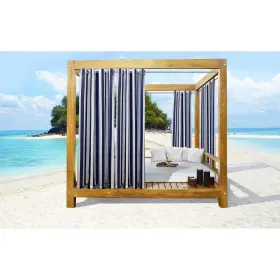 Outdoor Decor 069556577688 Seascapes Stripe Indoor/outdoor Grommet Curtain Panel - Pair Indigo 50 Inch X 108